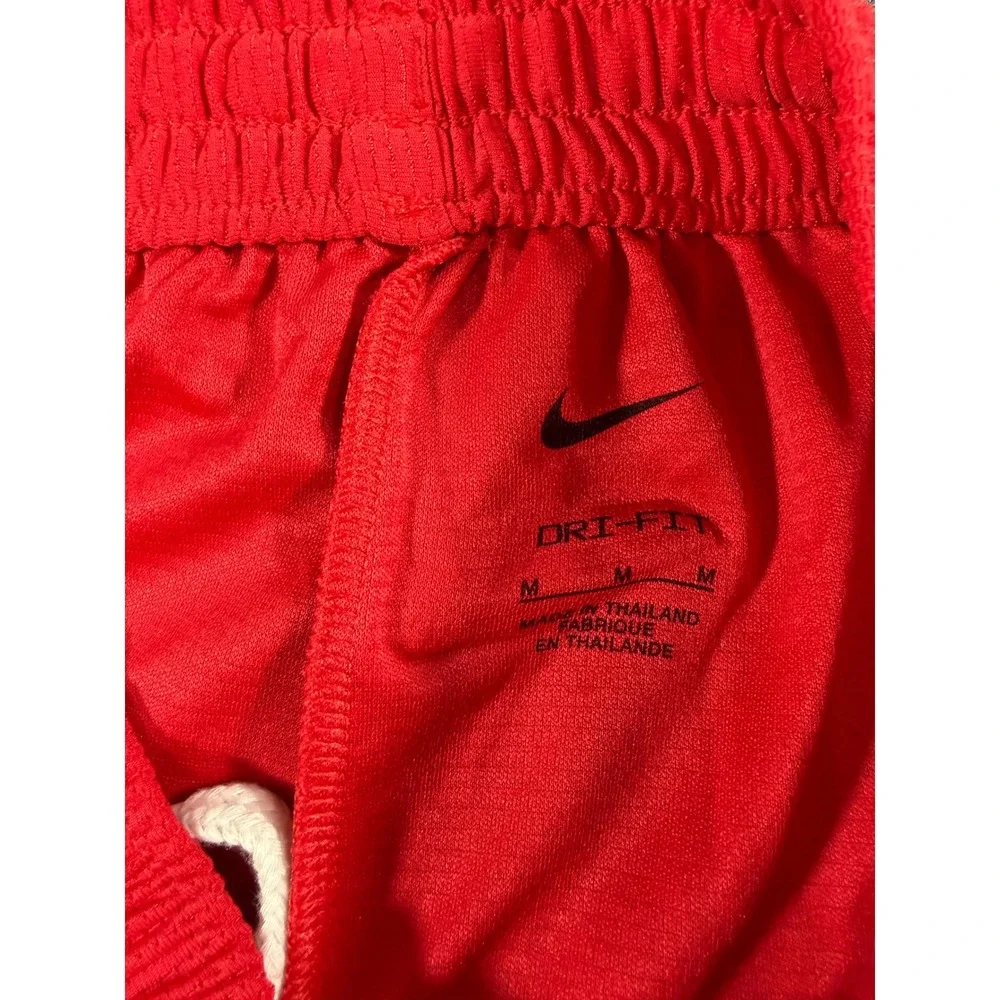 Nike Boys Dri-FIT Red Mesh Basketball Shorts White Side Stripe Size Medium